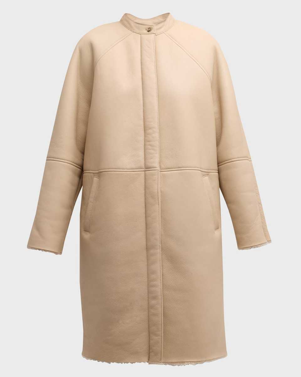 Alabat Leather Coat with Shearling Linin
